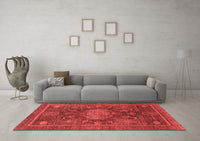 Machine Washable Abstract Red Modern Rug, wshabs1638red