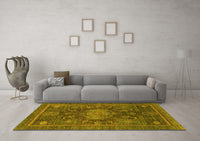 Machine Washable Abstract Yellow Modern Rug, wshabs1638yw