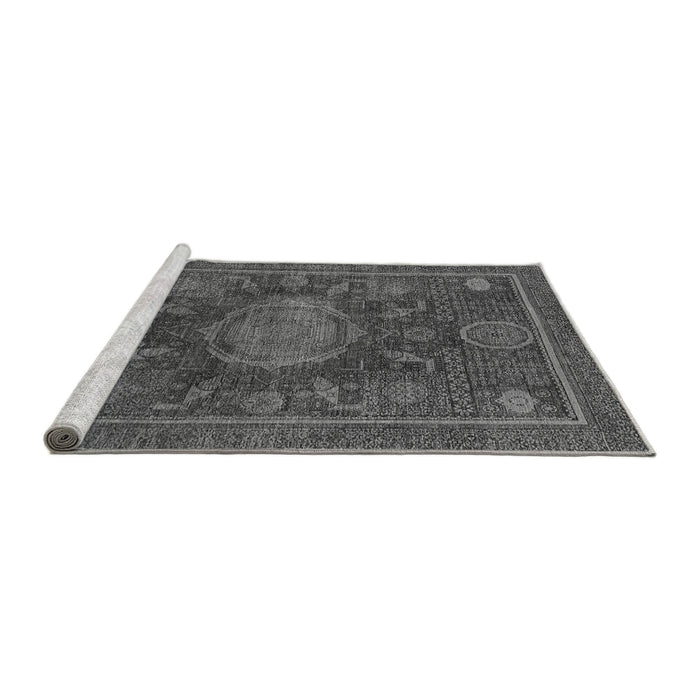 Sideview of Machine Washable Abstract Gray Modern Rug, wshabs1638gry
