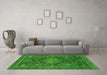 Machine Washable Abstract Green Modern Area Rugs in a Living Room,, wshabs1638grn