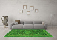 Machine Washable Abstract Green Modern Rug, wshabs1638grn