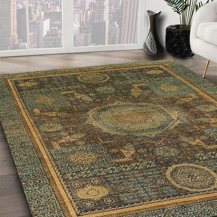 Machine Washable Abstract Milk Chocolate Brown Rug in a Family Room, wshabs1638