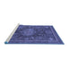 Sideview of Machine Washable Abstract Blue Modern Rug, wshabs1638blu