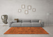 Machine Washable Abstract Orange Modern Area Rugs in a Living Room, wshabs1639org