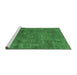 Sideview of Machine Washable Abstract Emerald Green Modern Area Rugs, wshabs1639emgrn