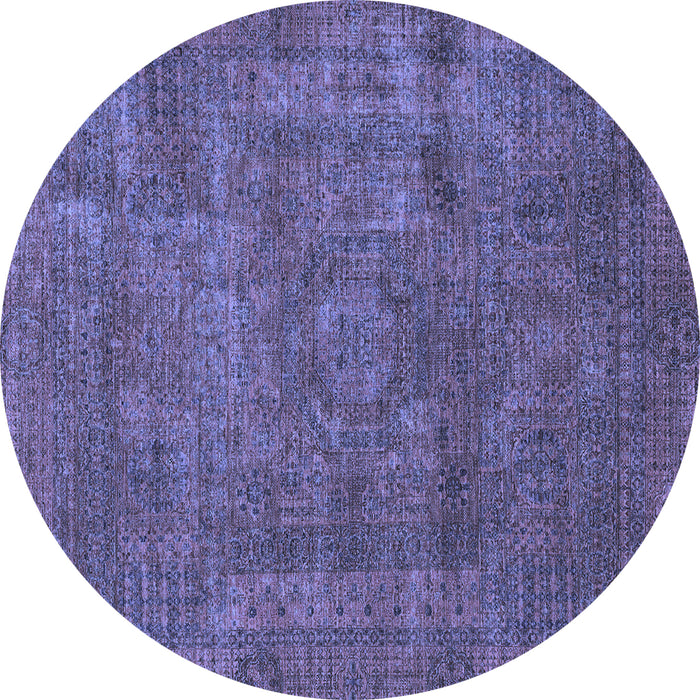Round Abstract Blue Modern Rug, abs1639blu