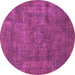 Round Abstract Purple Modern Rug, abs1639pur