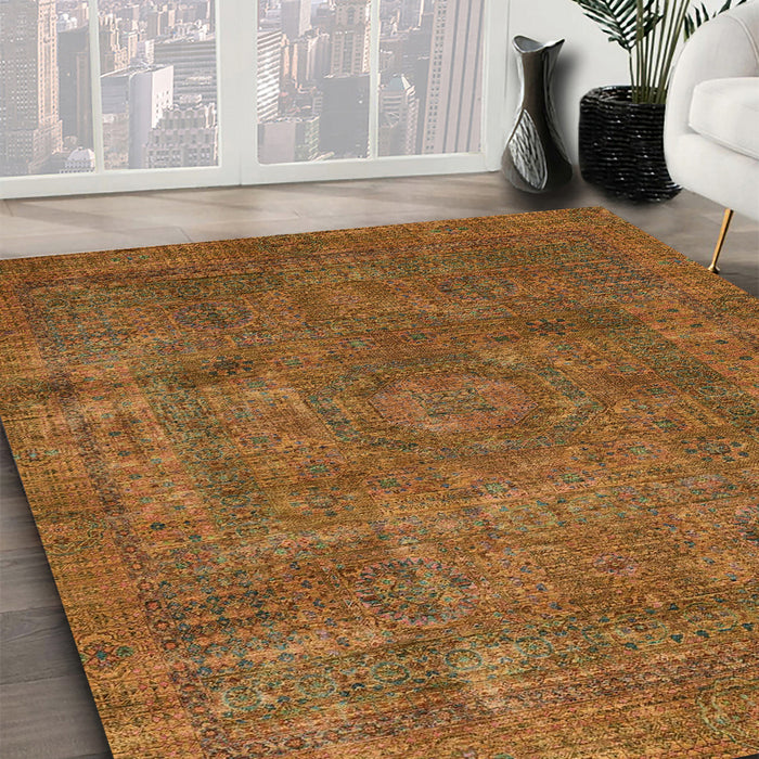 Abstract Sedona Brown Modern Rug in Family Room, abs1639
