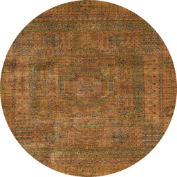 Round Machine Washable Abstract Sedona Brown Rug, wshabs1639