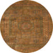 Round Machine Washable Abstract Sedona Brown Rug, wshabs1639