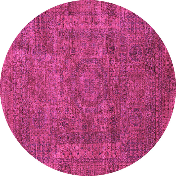 Round Machine Washable Abstract Pink Modern Rug, wshabs1639pnk