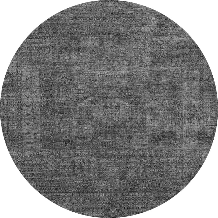 Round Machine Washable Abstract Gray Modern Rug, wshabs1639gry