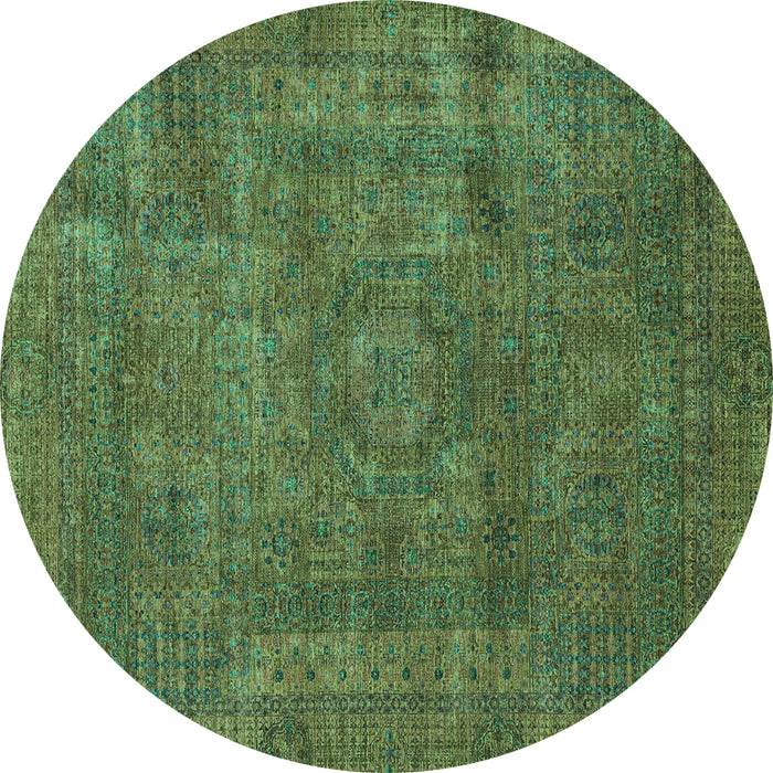 Round Abstract Turquoise Modern Rug, abs1639turq