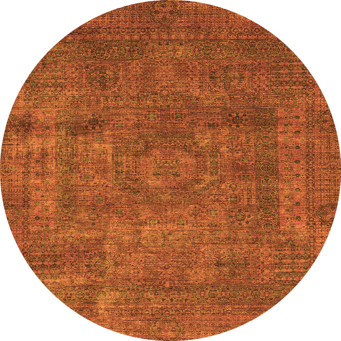Round Abstract Orange Modern Rug, abs1639org