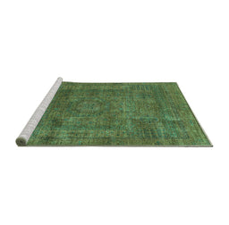 Sideview of Machine Washable Abstract Turquoise Modern Area Rugs, wshabs1639turq
