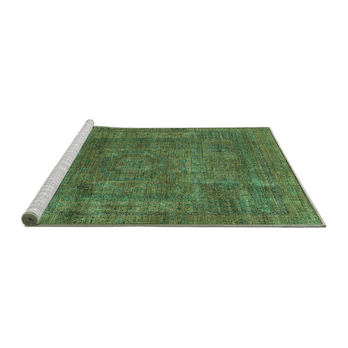Sideview of Machine Washable Abstract Turquoise Modern Area Rugs, wshabs1639turq