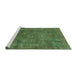 Sideview of Machine Washable Abstract Turquoise Modern Area Rugs, wshabs1639turq