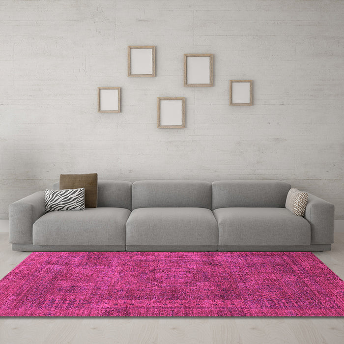 Machine Washable Abstract Pink Modern Rug in a Living Room, wshabs1639pnk