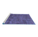 Sideview of Machine Washable Abstract Blue Modern Rug, wshabs1639blu