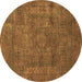 Round Abstract Brown Modern Rug, abs1639brn