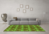 Machine Washable Abstract Green Modern Rug, wshabs163grn