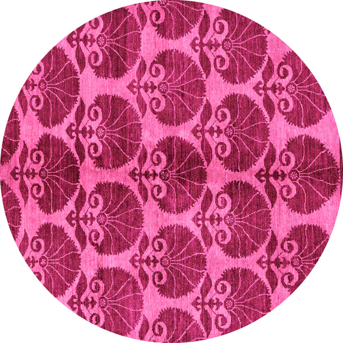 Round Machine Washable Abstract Pink Modern Rug, wshabs163pnk