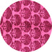 Round Machine Washable Abstract Pink Modern Rug, wshabs163pnk