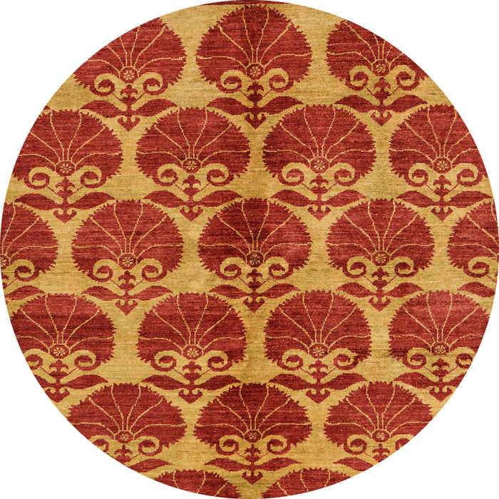 Round Machine Washable Abstract Dark Orange Rug, wshabs163