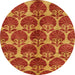 Round Machine Washable Abstract Dark Orange Rug, wshabs163