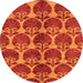 Round Machine Washable Abstract Orange Modern Area Rugs, wshabs163org