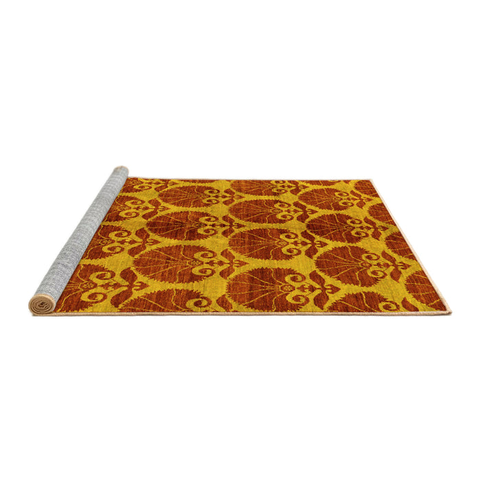 Sideview of Machine Washable Abstract Yellow Modern Rug, wshabs163yw
