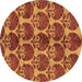 Round Abstract Brown Modern Rug, abs163brn