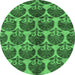 Round Abstract Emerald Green Modern Rug, abs163emgrn