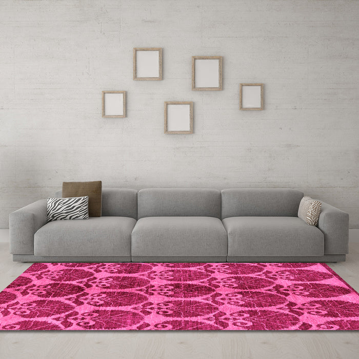 Machine Washable Abstract Pink Modern Rug in a Living Room, wshabs163pnk