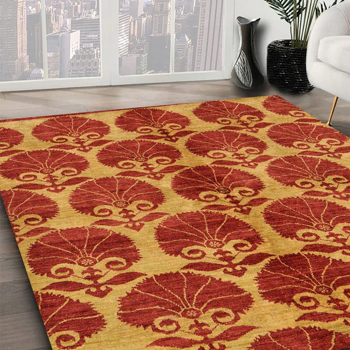 Machine Washable Abstract Dark Orange Rug in a Family Room, wshabs163