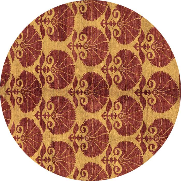 Round Machine Washable Abstract Brown Modern Rug, wshabs163brn