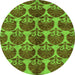 Round Machine Washable Abstract Green Modern Area Rugs, wshabs163grn