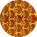 Round Abstract Yellow Modern Rug, abs163yw