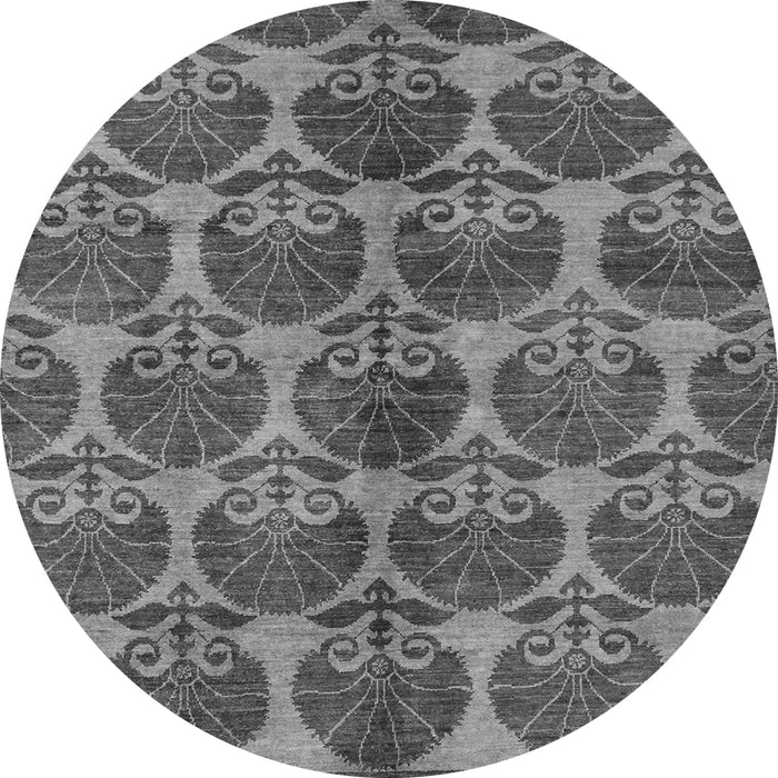 Round Machine Washable Abstract Gray Modern Rug, wshabs163gry
