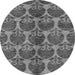 Round Machine Washable Abstract Gray Modern Rug, wshabs163gry