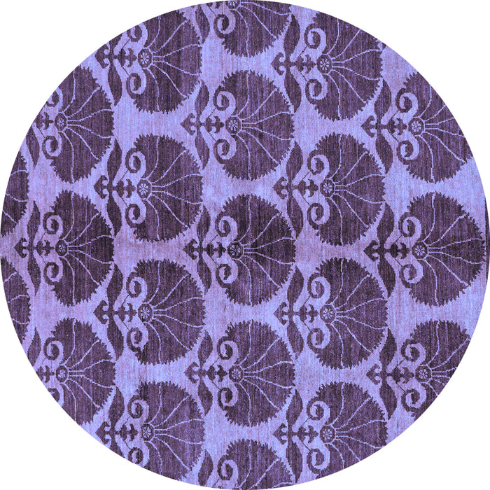 Round Machine Washable Abstract Blue Modern Rug, wshabs163blu