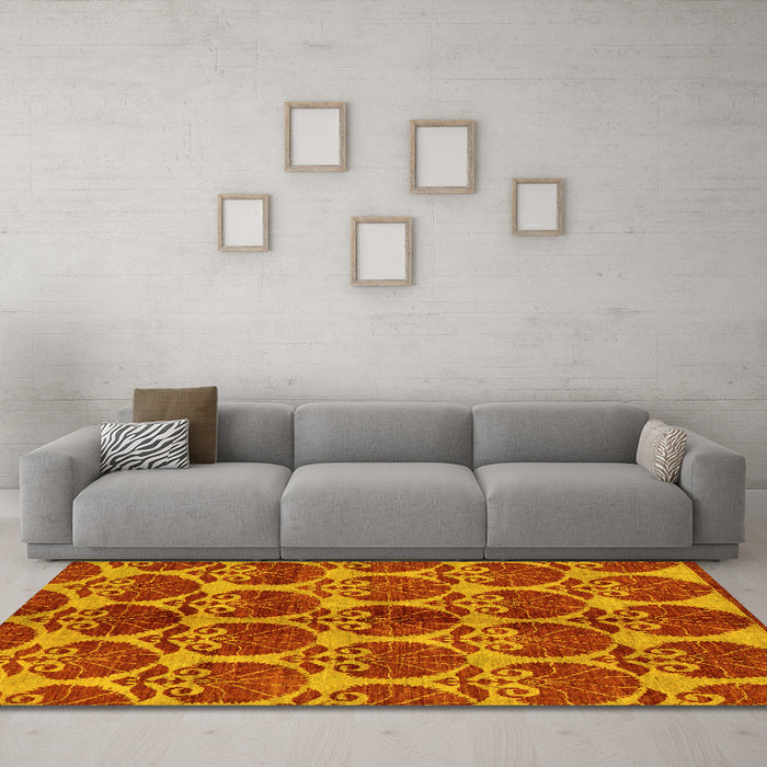 Machine Washable Abstract Yellow Modern Rug in a Living Room, wshabs163yw