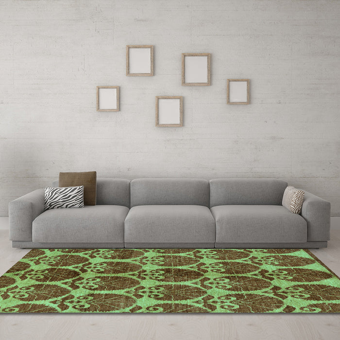 Machine Washable Abstract Turquoise Modern Area Rugs in a Living Room,, wshabs163turq