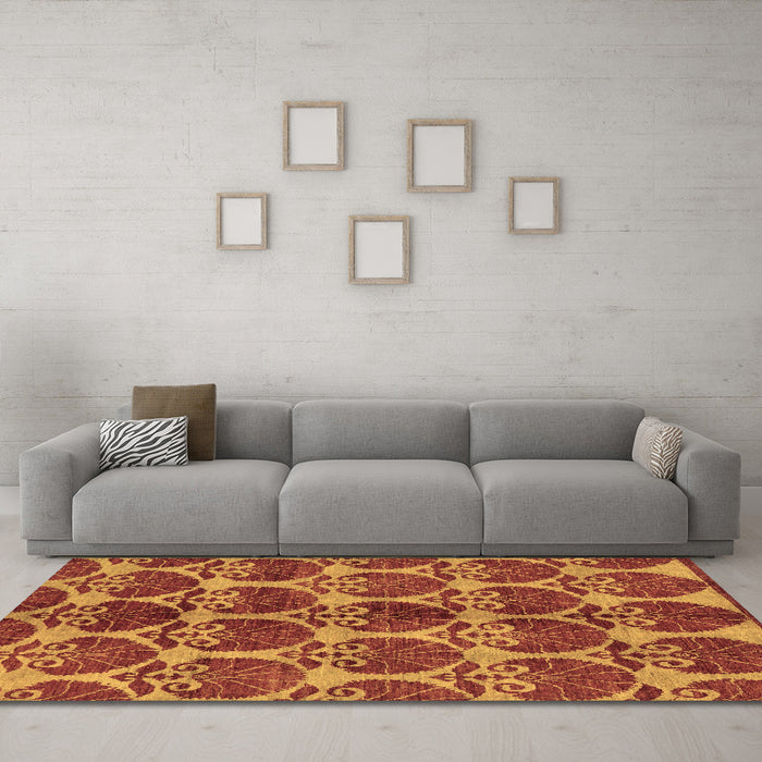 Machine Washable Abstract Brown Modern Rug in a Living Room,, wshabs163brn