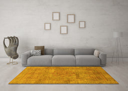 Machine Washable Abstract Yellow Modern Rug in a Living Room, wshabs1640yw