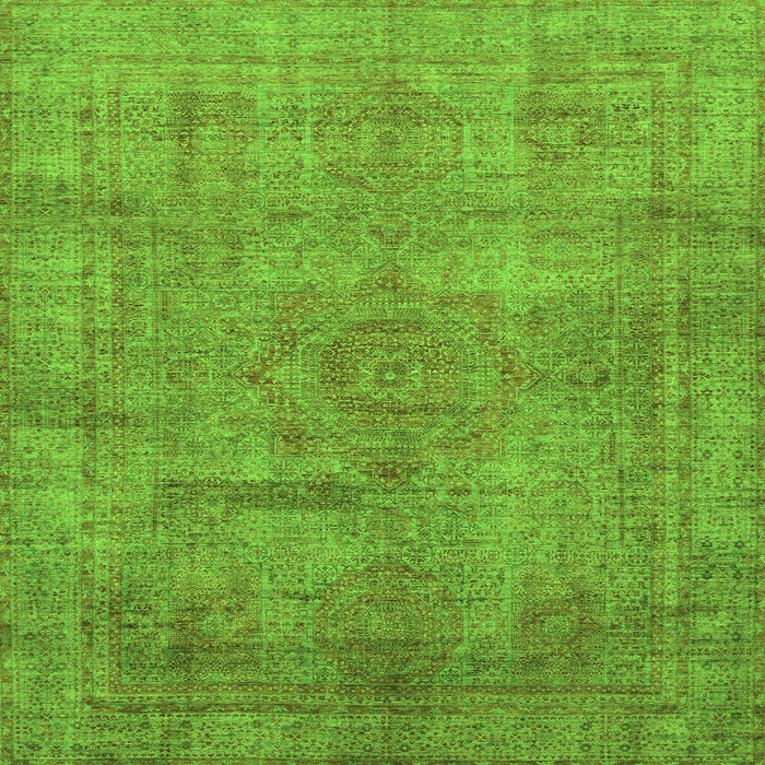 Square Machine Washable Abstract Green Modern Area Rugs, wshabs1640grn