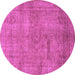 Round Machine Washable Abstract Purple Modern Area Rugs, wshabs1640pur