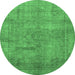 Round Abstract Emerald Green Modern Rug, abs1640emgrn