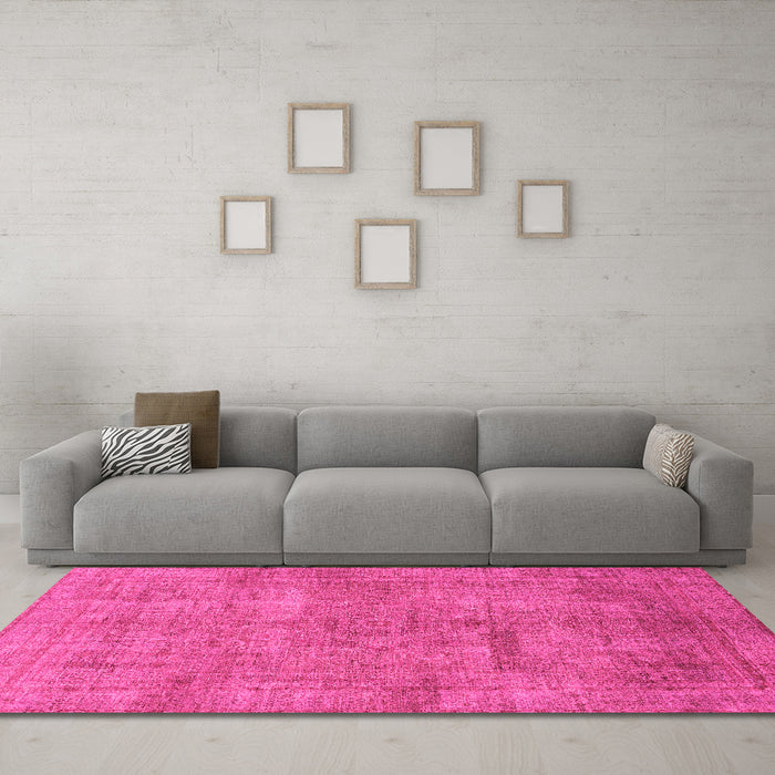Machine Washable Abstract Pink Modern Rug in a Living Room, wshabs1640pnk
