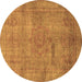 Round Abstract Brown Modern Rug, abs1640brn